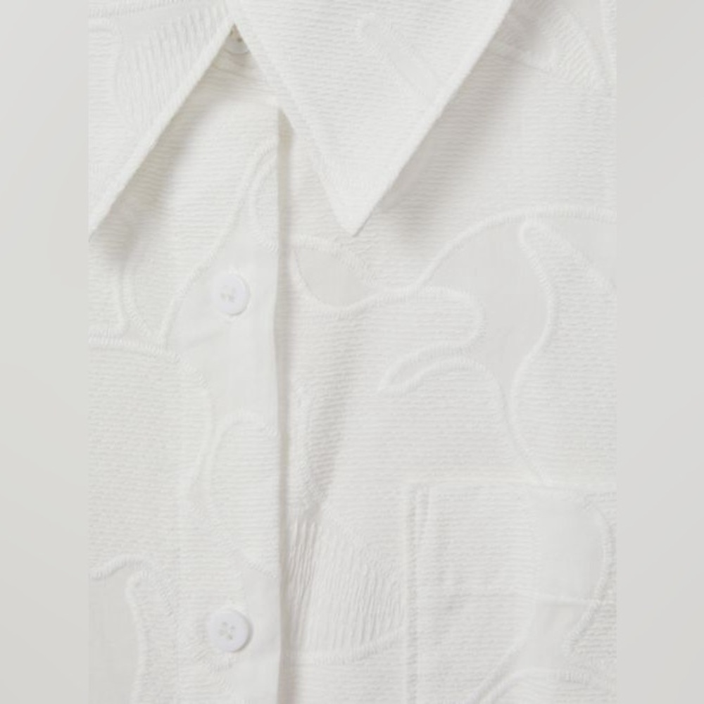 NWOT REISS White COTTON EMBROIDERED SHIRT - Picture 6 of 8